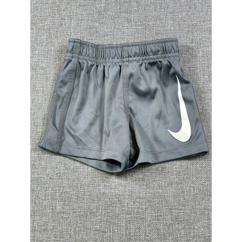 Nike Dri-FIT Baby Shorts Gray Athletic Performance Swoosh 12M 285144-078